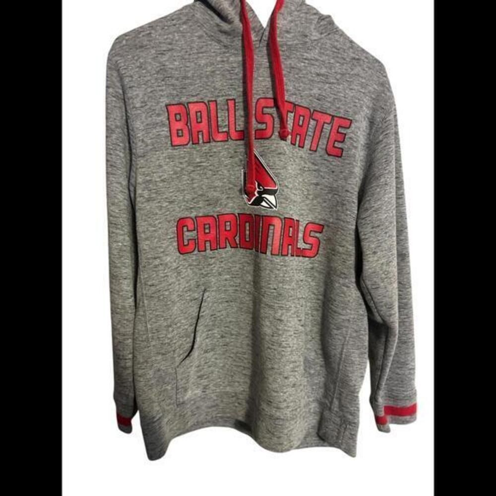 Ball State Cardinals Pullover Hoodie Sweatshirt Med. Gray NCAA